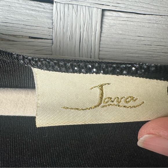 Java black & silver glittery layered blouse ruffle, sheer cuff evening plus size - Picture 7 of 13